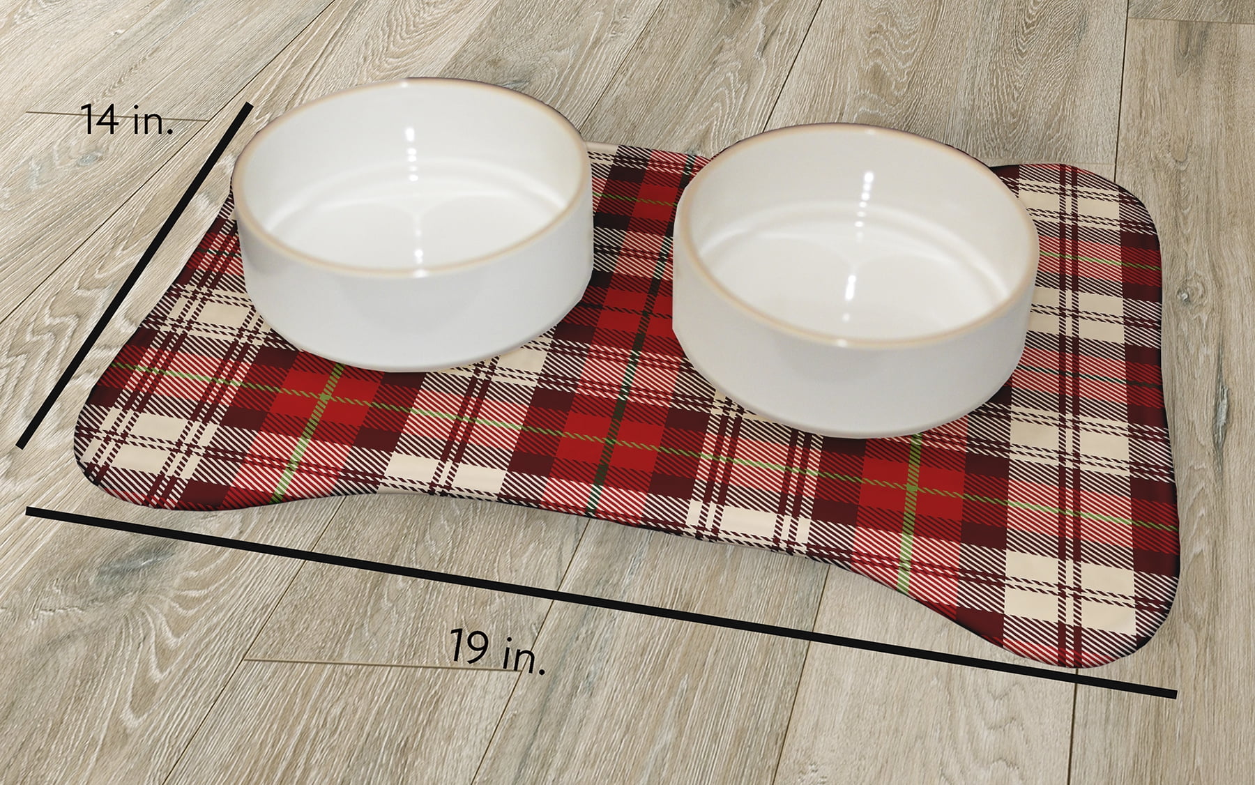 Simply Daisy Plaid Bone Shape Pet Feeding Mat for Dogs