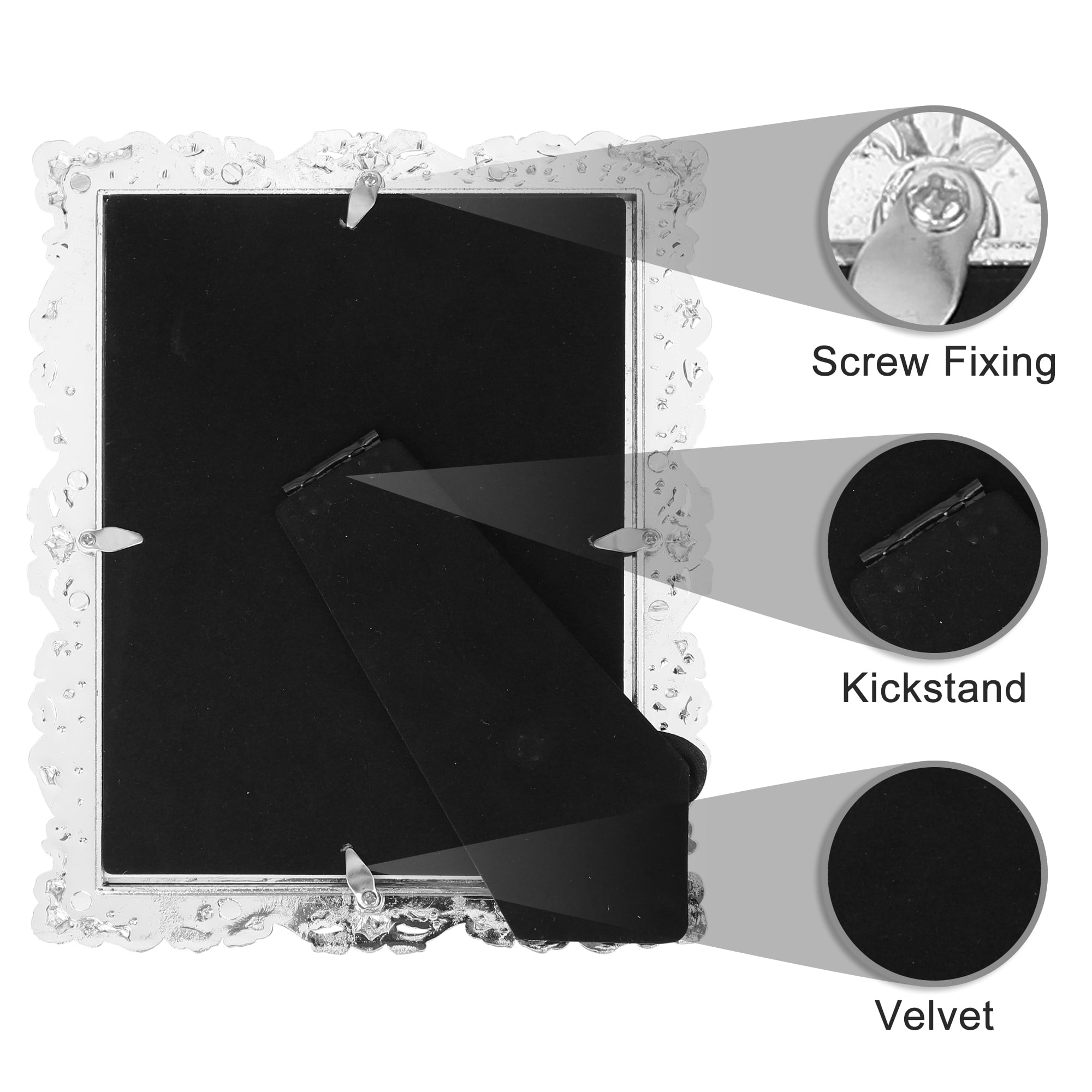Unique Bargains Plated Picture Frame with Crystal Photo Frames Silver Oval Shape Silver Rectangle -2Pcs 8x10