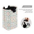 thumbnail image 3 of Yayeee Freestanding Laundry Hamper with Handle Collapsible Large Storage Basket for Clothes, Green Geometric Pattern, 3 of 7