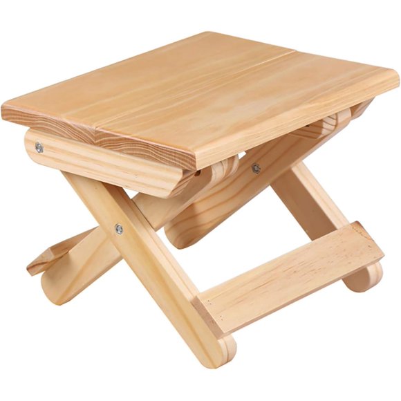 Solid Wood Folding Stool, Folding Design &amp; Multi-Usage, Compact Lightweight Stool for Easy Portability, Solid Wood Anti-Slip Caps Chamfered Edges for Bathroom, Kitchen,