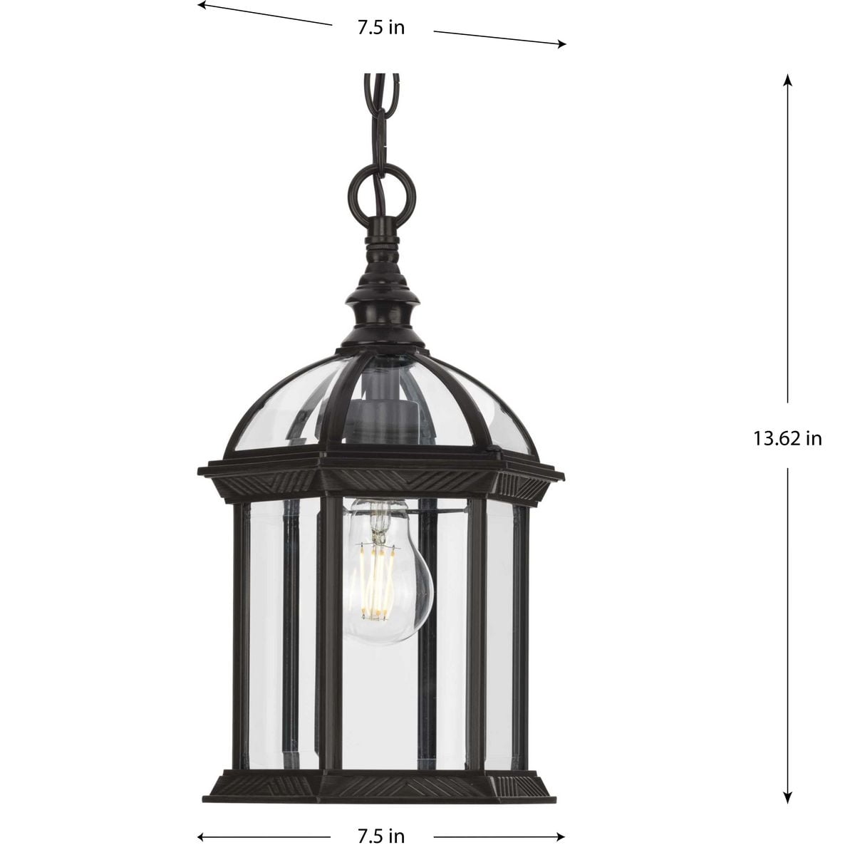 Progress Lighting Dillard 1-Light Outdoor Post Lantern in Antique Bronze, Clear Beveled Glass, Aluminum Material