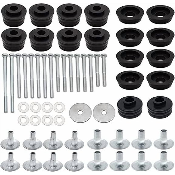 Black Super Duty Body Mount Bushing Kit for 2008-2016 Ford F250 F350 2WD 4WD Polyurethane Body Cab Mounts & Steel Sleeves & Hardware KF04060BK