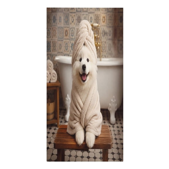 RKSupls Samoyed Bathrobe Towel Head Microfiber Beach Towel Absorbent Compact Towels for Swimming Pool Beach Travel Things for Vacation Essentials Adult Gift,61.4×30.3Inch