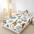 thumbnail image 4 of Castle Fairy Children Tiger Giraffe Zebra 4pcs Bed Sheets,Jungle Wildlife King Sheets,Botanical Plants Super Cozy Sheet Set,Breathable Home Decor, 4 of 7