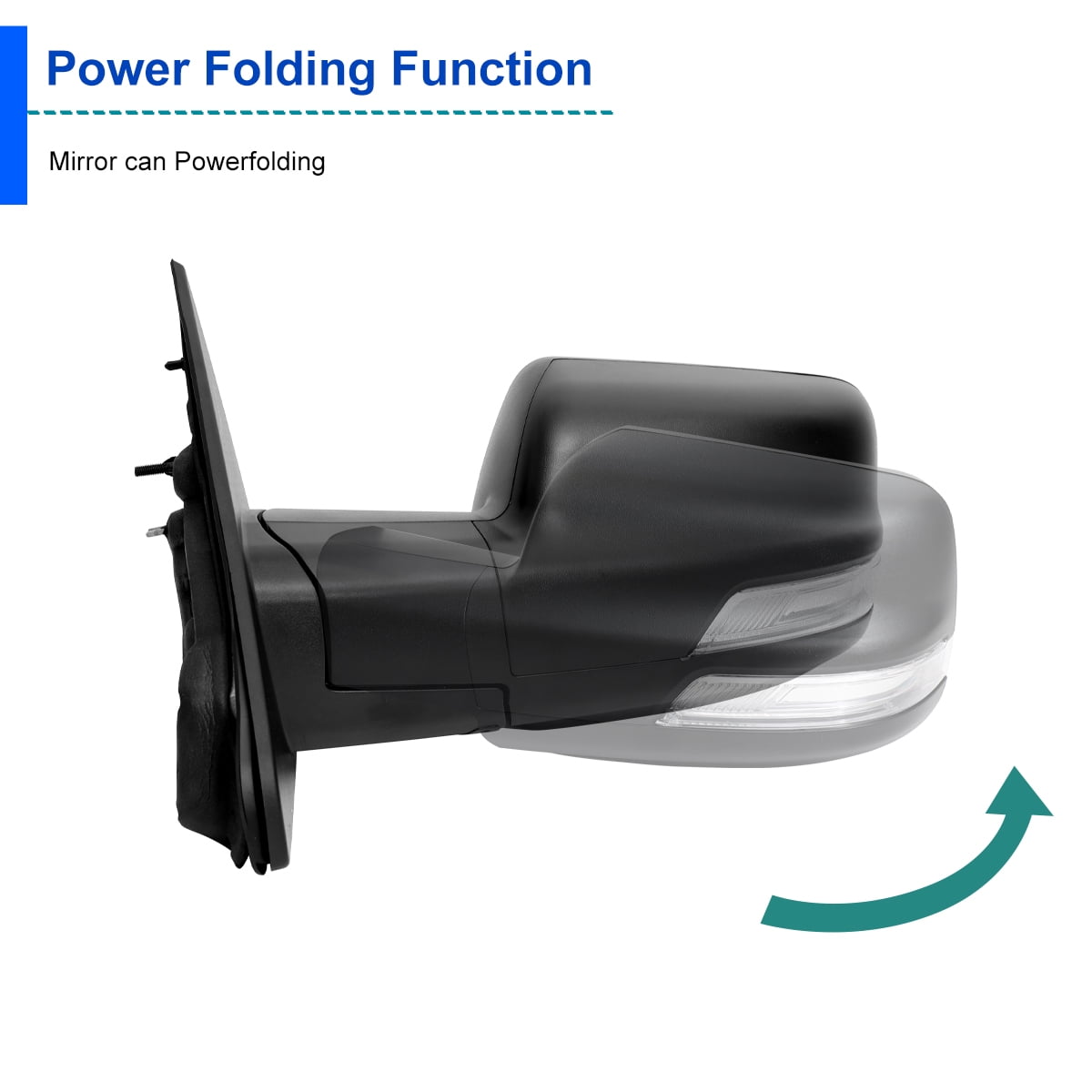 Spec-D Tuning Black Power Fold Heated + LED Signal + Blind Spot Monitor Left Driver Side Mirror Compatible with 2019-2024 Ram 1500, Left + Right Pair
