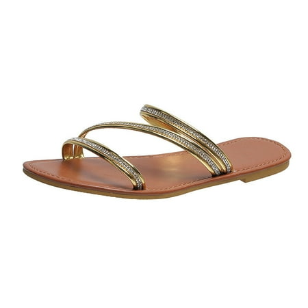 

Women s Slide Flat Sandals - Women Rhinestone Slip On Flip Flops Sandals Thong Strappy Slipper Spring Summer Shoes.