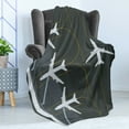 thumbnail image 4 of Airport Soft Flannel Fleece Blanket, Aviation Themed Simple Illustration of Parked Airplanes Landed in Airfield, Cozy Plush for Indoor and Outdoor Use, 50" x 60", White Dimgray Fawn, by Ambesonne, 4 of 5