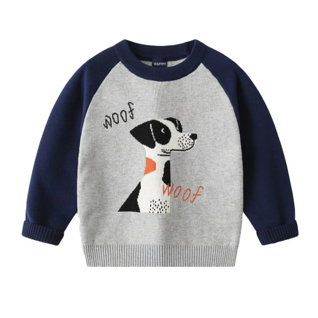 QUDDERR Chandail à Manches Longues pour Garçons Bébé Automne Hiver Motif Dessin Animé Col Rond 2-7 Ans