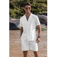 thumbnail image 7 of COOFANDY Men Guayabera Shirt Sets Casual Button-Down Short Sleeve Vacation Outfit, 7 of 7