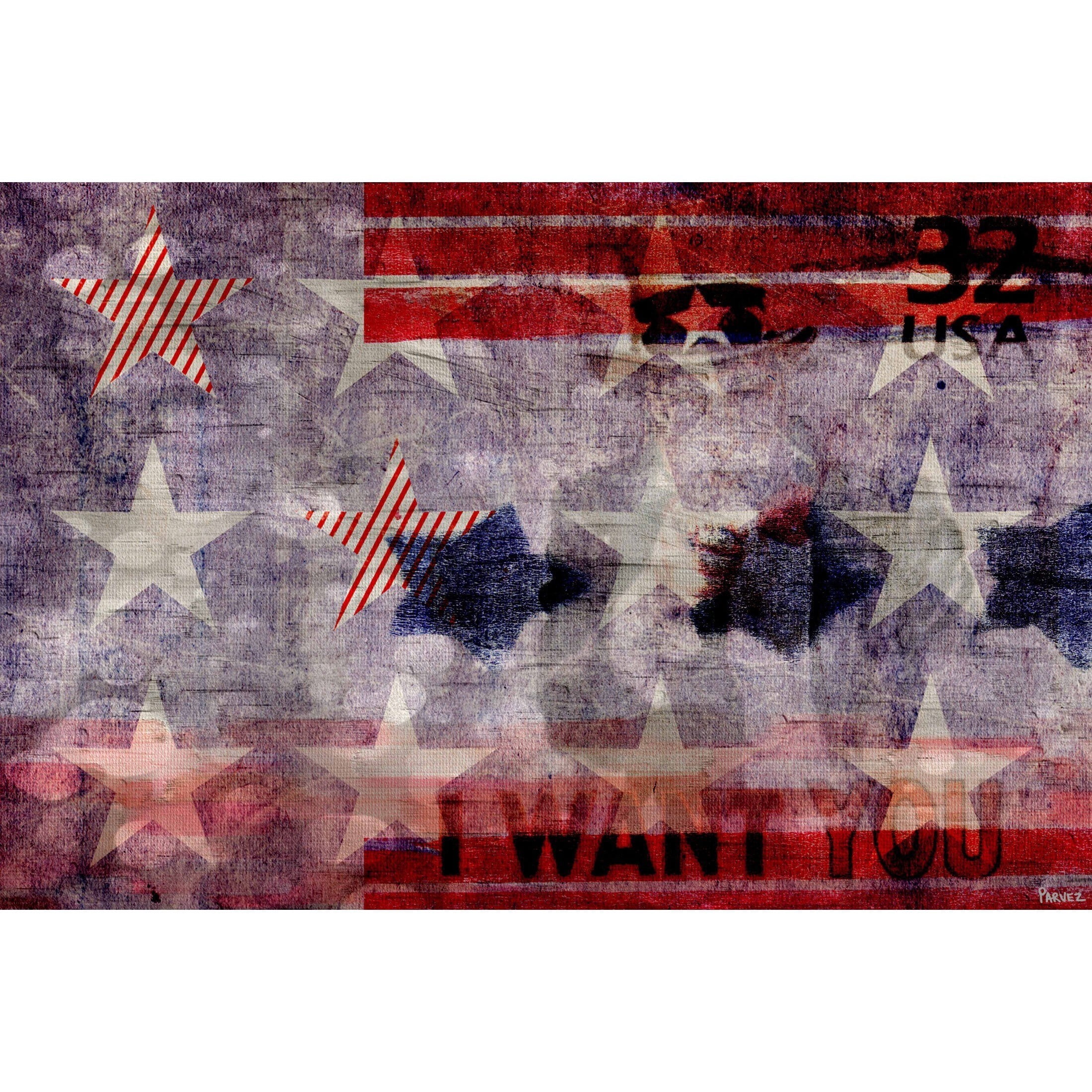 Parvez Taj  - "Uncle Sam" Print on Canvas 18 x 12