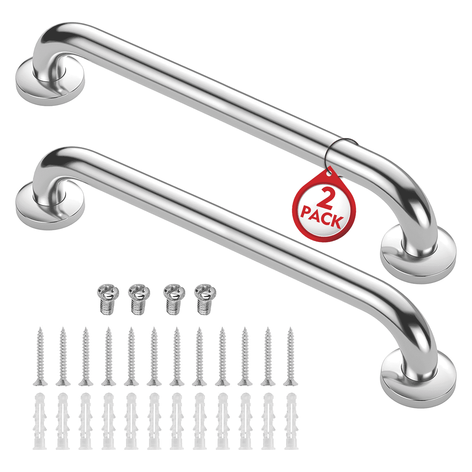 2 Pack 16" Shower Grab Bars,Stainless Steel Bath Safety Rails for Elderly,Silver (Maximum Weight 500lbs)