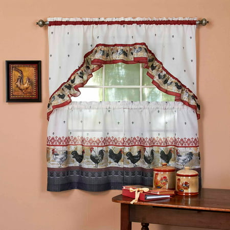Achin Rooster Kitchen Curtain & Swag Set, 1 Each (The Best Swag Clothes)
