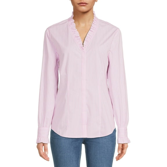 Blu White Blu Women's Patricia Ruffled Stripe Shirt