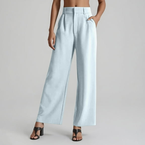 SIYUDAN Women Pants Women Pants Casual Sky Blue Adult Baggy Pants Comfy Pants Women Work Wide Leg Trousers With Pockets Womens Summer Pants