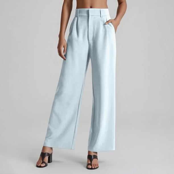 WILLBEST Pantalones Casuales para Mujer, Pantalones Anchos de Pierna Ancha y Cintura Alta, para el Trabajo y Los Negocios, Ropa Informal. Chica