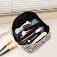 thumbnail image 2 of FORMRS Makeup Bag Travel Cosmetic Organizer for Women Fold Flat Zipper Pouch with Handle, Orange Art Pattern, 2 of 8