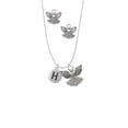 thumbnail image 2 of Delight Jewelry Silvertone Capital Letter - H - Pebble Disc - Silver tone Guardian Angel Charm Necklace and Stud Earrings, 2 of 4