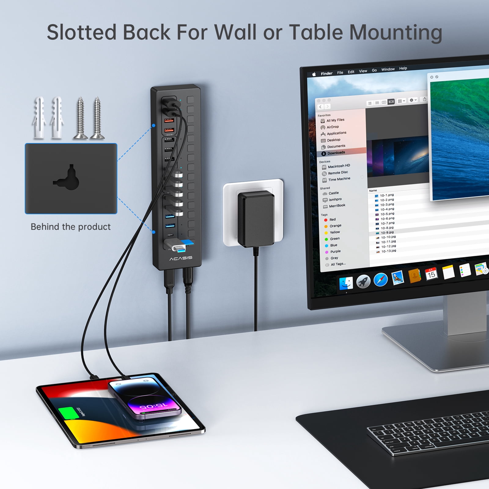 ACASIS 16 Ports USB 3.0 Hub with 5Gbps Data Speed，Aluminum Housing, USB Hub Powered with 60W Power Adapter, USB Hub for PC/Laptop, Computer, Flash Drive, Printer, Camera