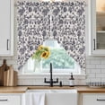 thumbnail image 4 of Spring Flowers Kitchen Window Curtains, Swag Curtains Valance for Bedroom Living Room Bathroom, Farmhouse Dark Blue Pastoral Floral Leaf Rod Pocket Window Curtain Block Drapes 2 Panels 36"x63", 4 of 9