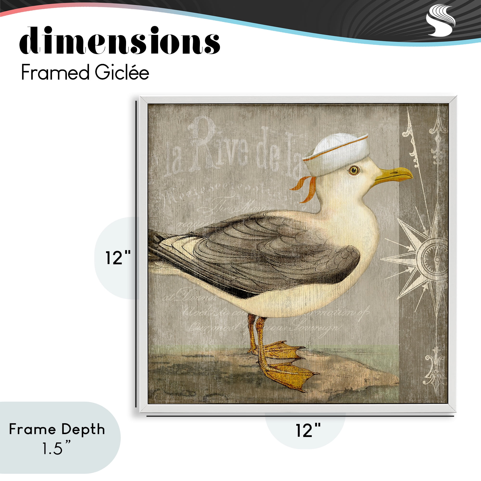 Stupell Industries Rustic Little Seagull White Framed Giclee Art, design by Suzanne Nicoll