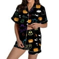 thumbnail image 2 of Ensembles de Pyjama pour Femmes Pyjamas Graphiques Imprimés Satin Mignons Vêtements de Nuit Boutons Hauts à Manches Courtes Shorts Ensembles TTG, 2 of 5