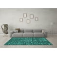 thumbnail image 3 of Ahgly Company Machine Washable Indoor Rectangle Oriental Turquoise Blue Industrial Area Rugs, 2' x 3', 3 of 4
