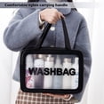 thumbnail image 3 of Transparent Waterproof 3-Piece PU & PVC Toiletry Organizer Set - Large, Medium, Small Solid Color Travel Cosmetic Bags with Zipper Closure for Makeup, Toiletries, Stationery, and More (Black), 3 of 6