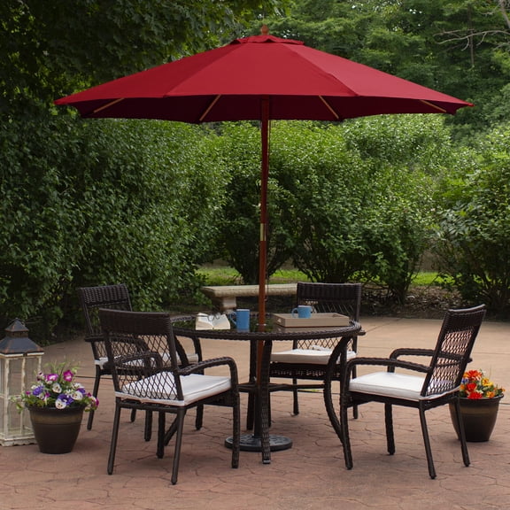 Northlight 8.5ft Outdoor Patio Market Umbrella with Wooden Pole, Red