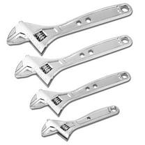 4Pcs Adjustable Wrench Spanner - 6-12 Inch, Vanadium Steel Automotive Repair Tool w/ Four-Sided Jaws
