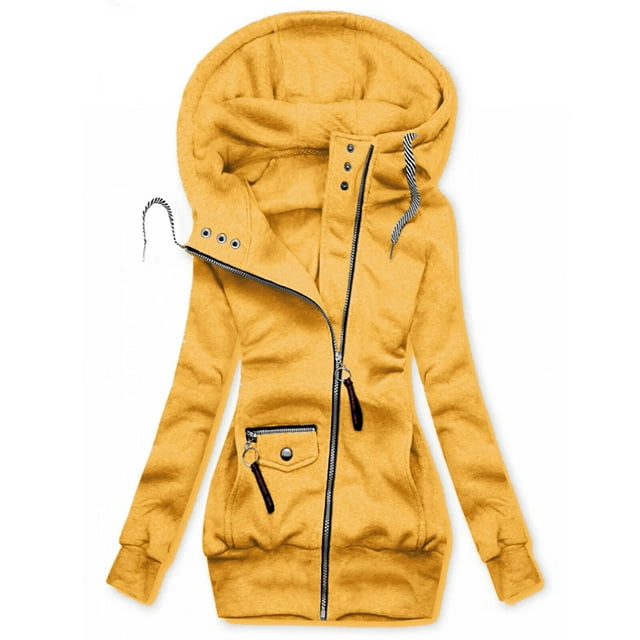 TopLLC Manteaux d'Hiver pour Femmes Veste de Mode Ajustée à Capuche avec Cordon de Serrage Solide Cardigan pour Femmes