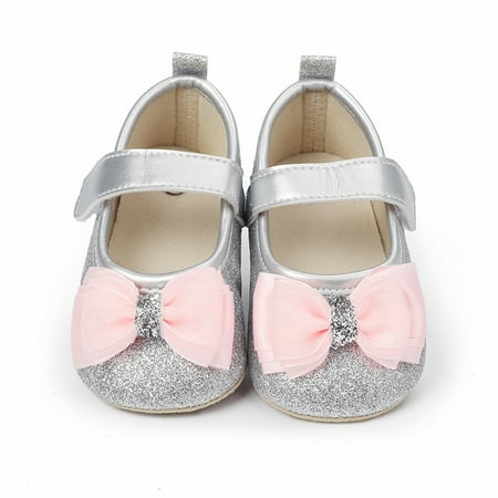 

TOWED22 Toddler Slippers Boys Girls Single Shoes Bowknot Paillette First Walkers Shoes Toddler Sandals Princess Shoes Silver