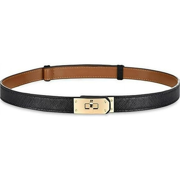 Women Skinny Leather Belt: Adjustable Thin Waist Belt for Ladies Dress Jeans Coats