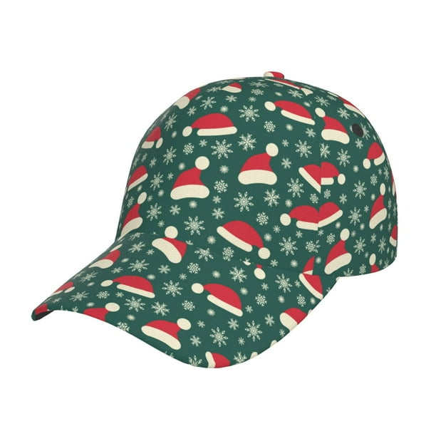 Fotbe Santa Hat Joy Green Festive Gorro Clásico de Béisbol, Gorra Ajustable con Broche Snapback, Gorro de Exterior de Algodón Suave