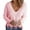 Pink, variant on UJNDER Loose Casual V Neck Pullover Sweater for Women Hem Fringe Solid Color Knit Fall Beige M