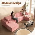 thumbnail image 3 of BIGSYY 138" Boneless Couch with Deep Seat, Modular Sectional Sofa, Cloud Sectional Couch for Living Room, No Assembly Required, Corduroy, U-Shape 4 Seater Right, Pink, 3 of 10