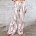 thumbnail image 5 of Casual Pants for Women Drawstring Striped Loose Wide Leg Trousers with Large Pockets, 5 of 5