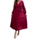 thumbnail image 2 of Sunloudy Vestido casual para mujer, cuello en V, manga larga, color sólido, cintura alta, plisado, vestidos largos con cinturón Sunloudy S M L XL, 2 of 8