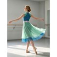 thumbnail image 6 of SiiRoh Womens Sleeveless Ballet Dancewear Ballroom Dance Leotard Dress Mock Neck Liturgical Praise Worship Dress Tunic Prom Dresses Green&Blue M, 6 of 6