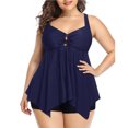 thumbnail image 3 of qucoqpe Tankini Swimsuits for Women Two Piece Bathing Suit with High Waist Shorts Solid Tankini Sets, 3 of 5