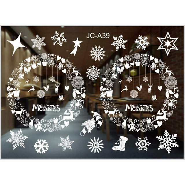 Christmas Window Stickers Christmas Decoration Stickers Noel Deco Fenetre Decoration Fenetre Noel Deco for Home / Shop Decorations Stickers Removable Static Stickers (Christmas 2)