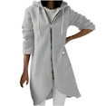 thumbnail image 2 of Womens Long Hoodies Pullover Dress,Women's Causal Zip Up Long Sleeve Loose Hooded Sweatshirts Fashion Solid Color Irregular Hem Coat with Pockets, 2 of 9