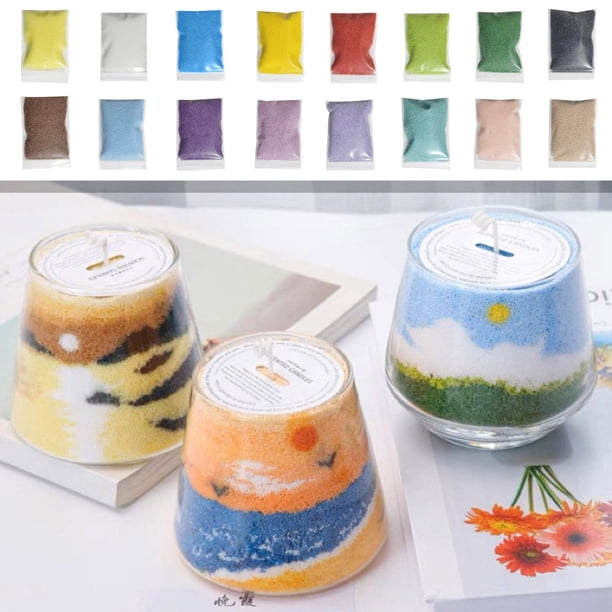 Kit para Hacer Velas con Pintura de Arena | Polvo de Cera de Arena Coloreada para Aromaterapia | Material Ecológico de Origen Vegetal | Set para Hacer Velas En Jarrones de Vidrio Reutilizables | 1 Pa