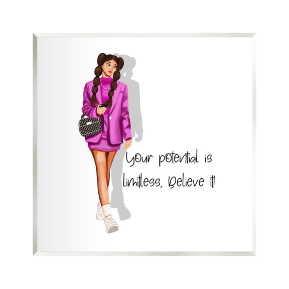 Stupell Industries Potential is Limitless Woman Inspirational Painting Unframed Art Print Wall Art, 12 x 12