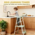thumbnail image 4 of HBTower Kids Step Stool, 2-Step Toddler Tower with Safety Rail, Green, 4 of 9