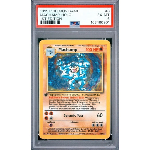 Collectible Graded 1999 Pokemon Machamp Holo 1st Edition PSA 6 Card #8