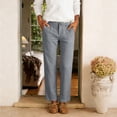 thumbnail image 2 of BVnarty Women Mid Rise Straight Leg Cropped Casual Pants Single Button Fly Relaxed Tailored Fit for Suburban Road Trips And Countryside Day Adventures Gray M, 2 of 6