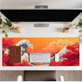 thumbnail image 3 of Japanese Sea Wave Mouse Pad Red Desk Mat XL Mouse Gaming Pads, Sea Keyboard Pads Extra Large Desktop Computer Mats with Non-Slip Base & Stitched Edges, Vintage Office Decor 31.5x11.8, 3 of 6