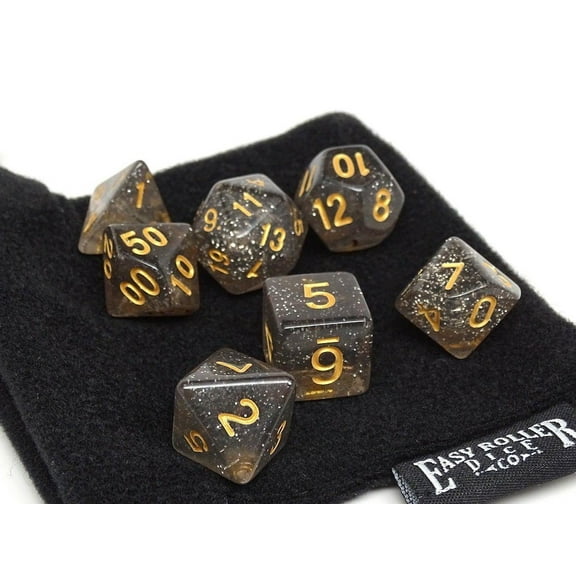 Easy Roller Dice Midnight Sparkle w/Gold (7) New
