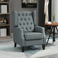 thumbnail image 2 of HOMCOM Button Tufted Accent Chair, Faux Leather Armchair, Grey, 2 of 10