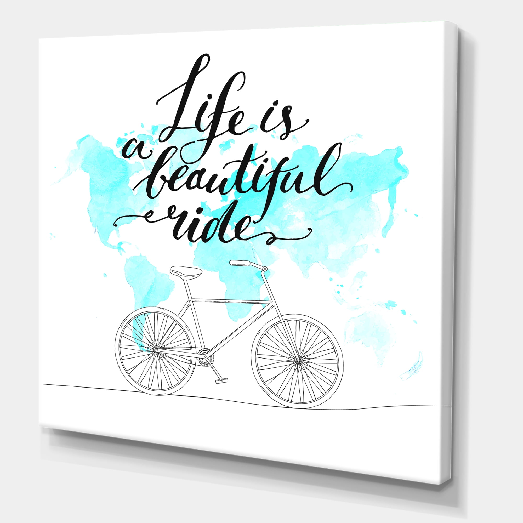 Designart ' Life Is A Beautiful Ride With Bicycle ' Traditional Canvas Wall Art Print